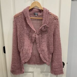 NWOT Pink Crochet Women Sweater size M